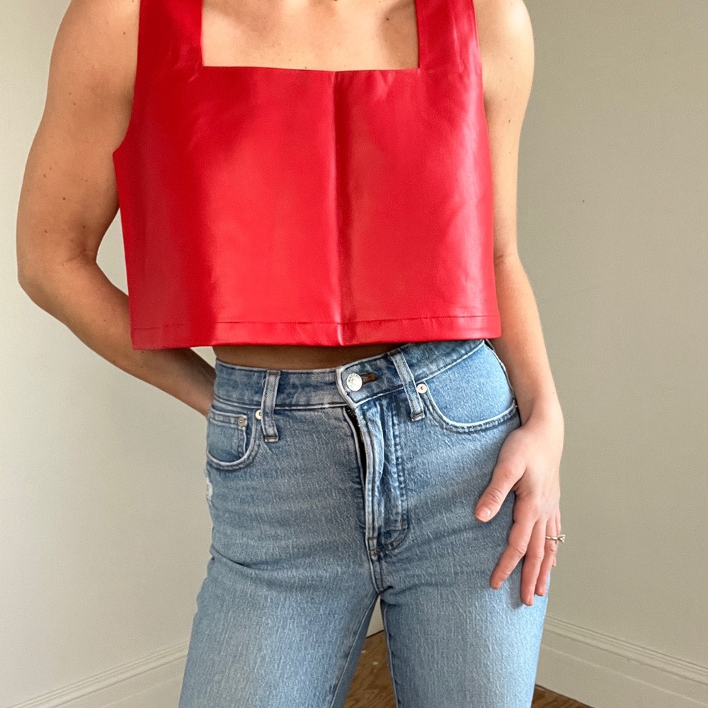 Buddy Love Red Faux Leather Crop Top